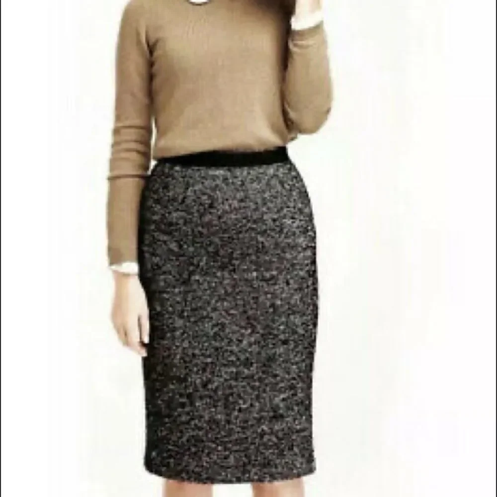 Boden A-Line Pencil Skirt Tweed Wool Blend Black‎